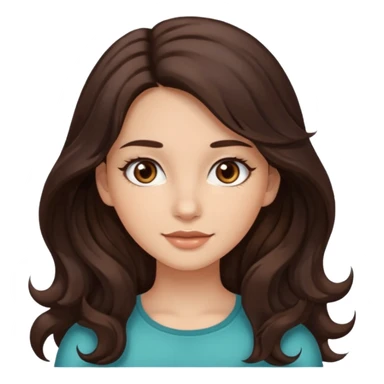 girl with wavy long dark brown hair, brown eyes, light to medium complexion, long lashes sticker
