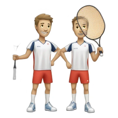 2 chats qui font du badminton avec une souris sticker