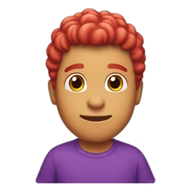 a red dino with a purple shirt sticker