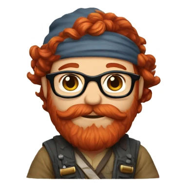 Dwarf with auburn red hair and auburn red beard wearing glasses and a bandana sticker