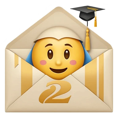 A simple emoji-style icon of a white manila envelope with subtle paper texture, clean edges, and a small graduation NUMBER  2022-photo icon on the front, graduation icon  sticker