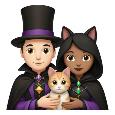 magician couple and their pet cat sticker