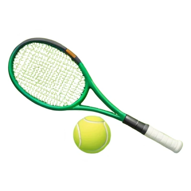 A tennis racket and ball placed on the grass court, with the lines of the court clearly visible in the background. The scene captures the essence of the sport, highlighting the equipment and the vibrant, open atmosphere of a tennis match sticker