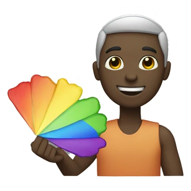 black guy holding a rainbow fl sticker