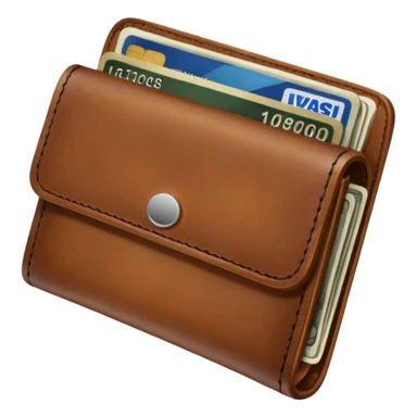 portefeuille marron avec quelques billets et carte bancaire sticker