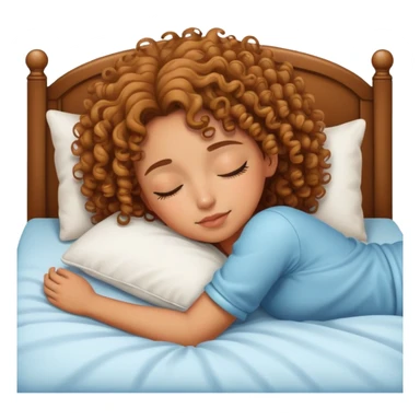 Curly girl lying on a bed sleeping sticker