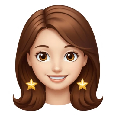 beautiful girl with long and brown hair and brown eyes with sparkles by herside sticker