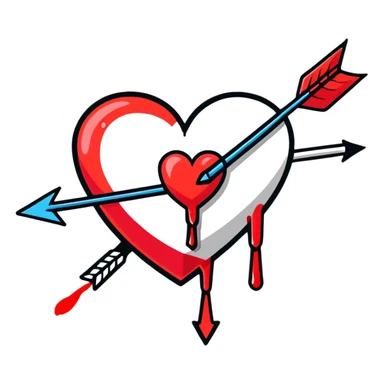Heart with bleeding arrow  sticker