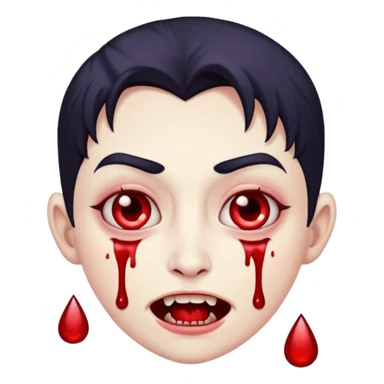 ampire face, blood drops, cute scary emoji, no background sticker