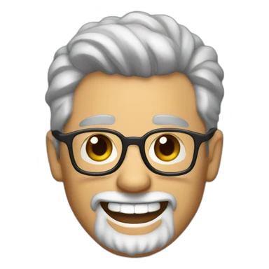 tan gray haired man with dark eybrows short full beard and glasseslaughing sticker