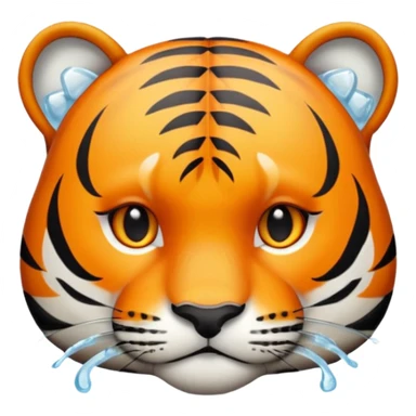 cute tiger cooled off with ice cubes sticker