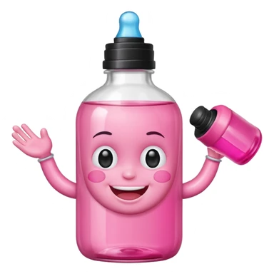 Smiling freaky baby oil bottle pink sticker
