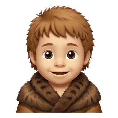 smiling baby Neanderthal with small fur wrap emoji sticker
