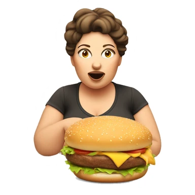 fat mum eating a burger sticker