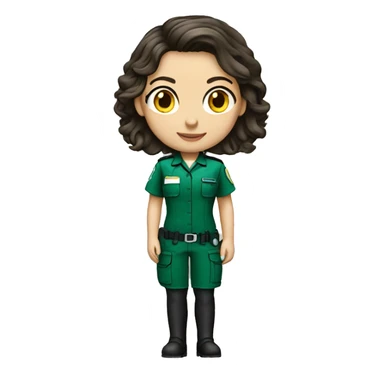 Paramedic brunette female green uniform sticker