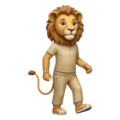 anthropomorphised lion in leisure wear walking upright sticker