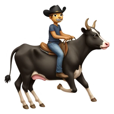 Cow riding a cat sticker
