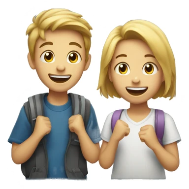 two kids excited to see eachot sticker