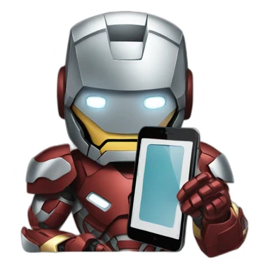 iron man holding a phone sticker