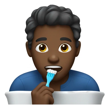 black guy with dark blue shirt brushing his teeth sticker