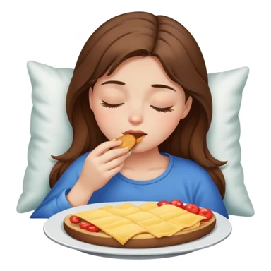 Brown haired Girl eating while asleep sticker