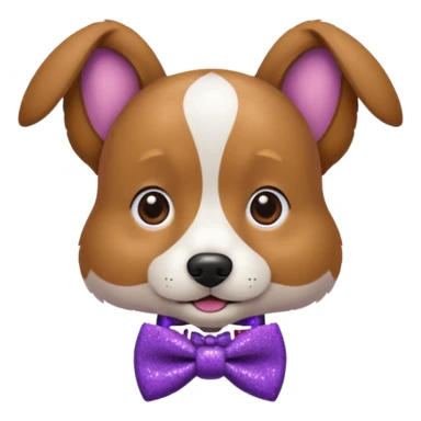 Cachorro adulto com gravata roxa com glitter sticker