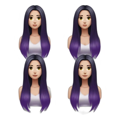 White girl with long straight black hair and purple streak hair Raven Queen sticker