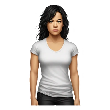 michelle rodriguez serious wearing tee sticker