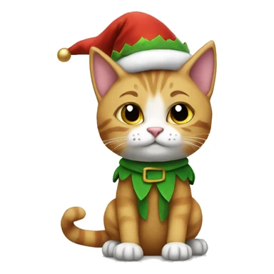 A cat that is wearing an elf costume sticker