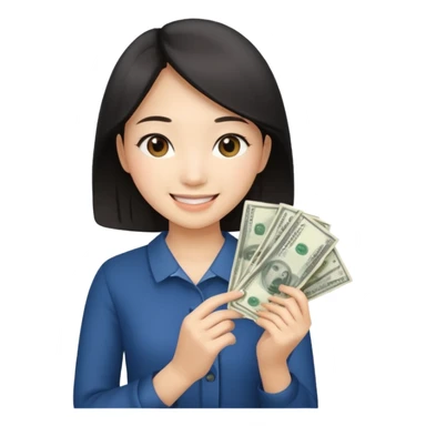 Hot Asian girl with money  sticker