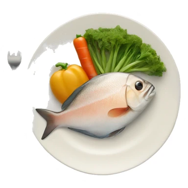 A plate of tieb with vegetables and fish sticker