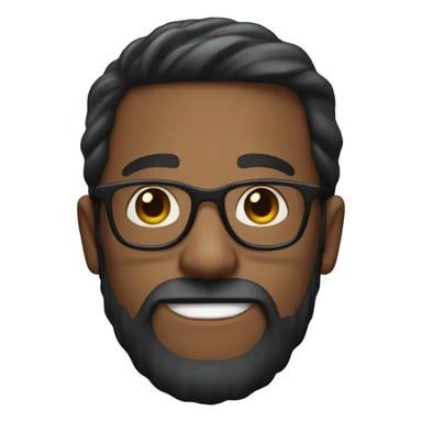 I created an emoji of a dark-haired person with straight hair, wearing glasses and a big beard sticker