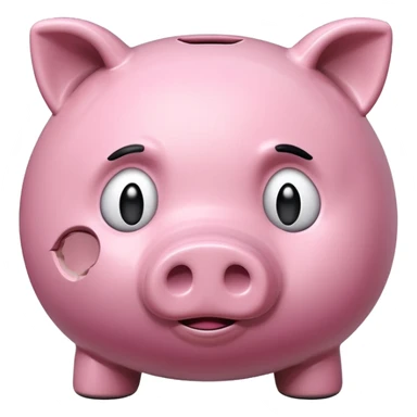 emoji of sad unhappy piggy bank, right view sticker