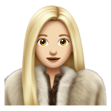 Beautiful white girl with straight blond long hair in fur-coat sticker