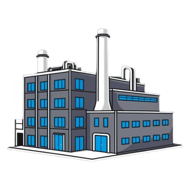 factory building with production line sticker
