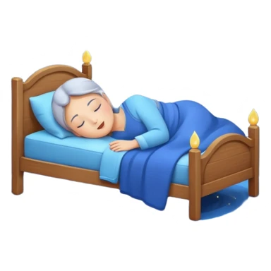 Peaceful night sleep, moon and stars, glowing fruit releasing melatonin, calm blue tones, simple emoji style sticker