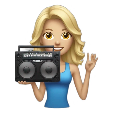 Blonde woman holding a boombox sticker