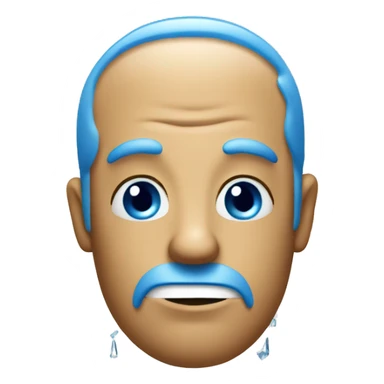 A blue face with ice on it, looking to the side deviously, with a small smirk smile sticker