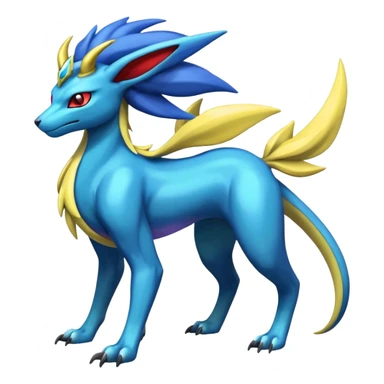 Shiny Dark Edgy Suicune-Salamence-Manectric-Aurorus-Fakémon-hybrid-creature (full body)  sticker