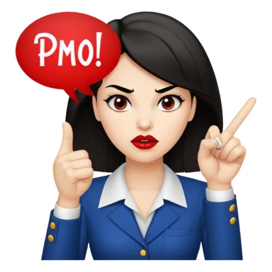 An angry lady with her finger up and the letters “Don’t PMO” in a speech bubble  sticker