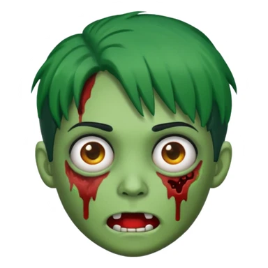 Emoji Zumbi de cabelo verde de cabelo preto e olhos castanhos sticker