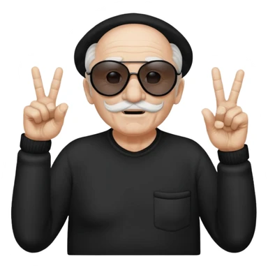 Some white old guy with a mask on and black shades with it also holding up the middle fingers sticker