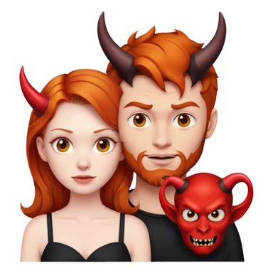 Ginger haired woman with devil boyfriend  sticker