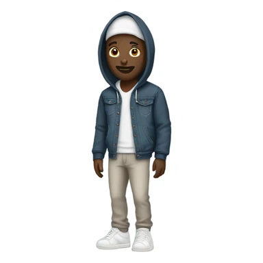 Black man in a denim hoodie with cool pants and white shoes  sticker