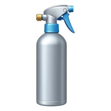 slim aerosol can with smooth metallic or matte finish, capped with rounded nozzle, subtle shine, neutral coloring grey beige or dark blue, utility without branding, closed spray bottle, soft lighting, subtle shadows, emoji scale sticker