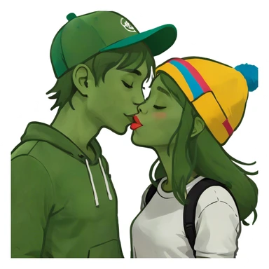 Girl and a boy kissing  sticker