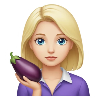 holding an eggplant white girl blonde blue eyes sticker