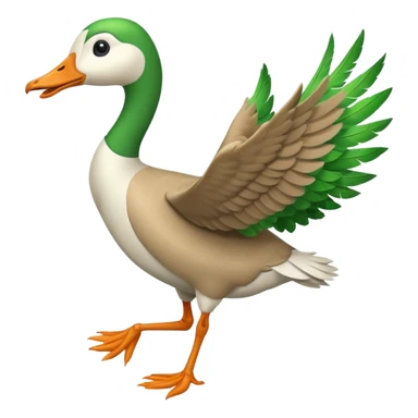 Emoji of a running goose with a very long neck and two legs. Use 🪿 shape but color it bright green (#39C700). The legs should look actively running with motion. The wings must be tightly folded against the body, not flapping or extended. sticker