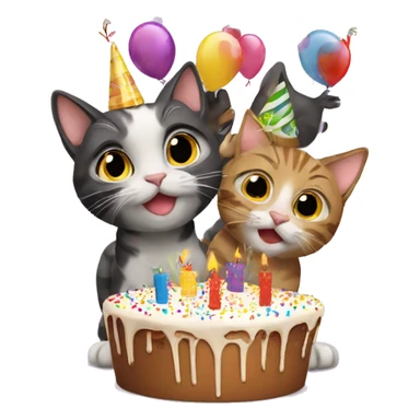 4 cats celebrating birthdays sticker