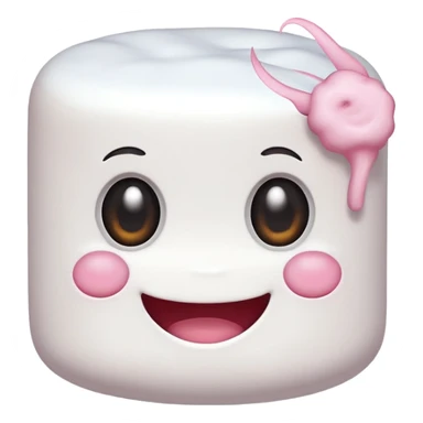 marshmallow head with X eyes and a smile, white sticker